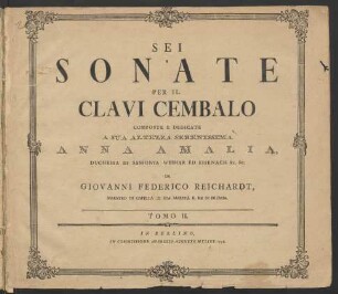T. 2: Sei Sonate Per Il Clavi Cembalo