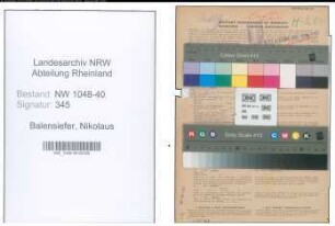 Entnazifizierung Nikolaus Balensiefer , geb. 19.10.1887 (Angestellter)