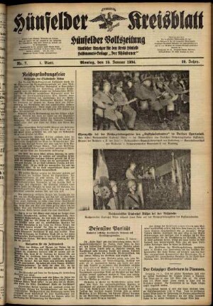 Erste Ausgabe vom Montag, den 15. Januar 1934.