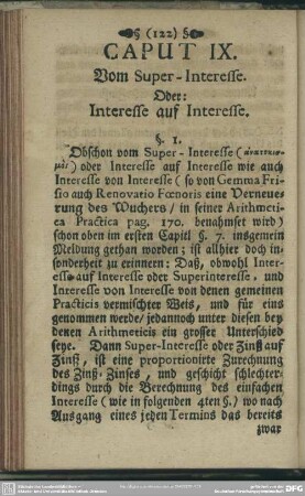 Caput IX. Vom Super-Interesse. Oder Interesse auf Interesse