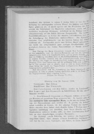 Sitzung vom 26. Januar 1886.