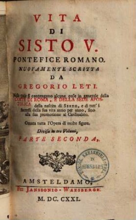 Vita di Sisto V., pontefice romano. 2.