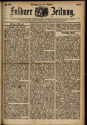 Erste Ausgabe vom Samstag, den 19. Oktober 1889.