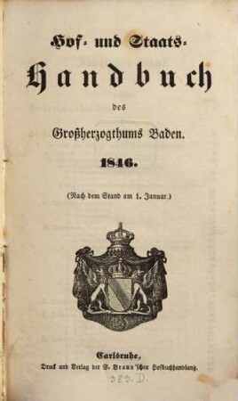 Hof- und Staats-Handbuch des Grossherzogthums Baden, 1846