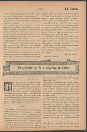 El trabajo en la evolución de Cuyo