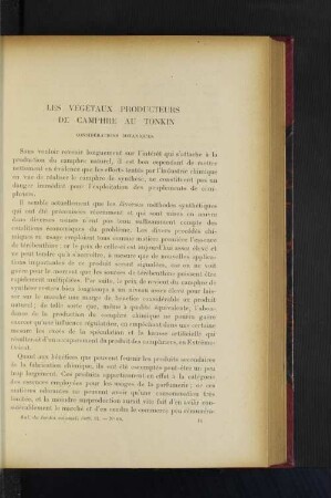 Les Végétaux Producteurs De Camphre Au Tonkin.