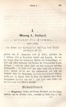 I. Georg I., Landgraf, genannt der Fromme, 1567-1596