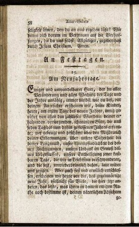 An Festtagen.