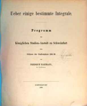 Über einige bestimmte Integrale