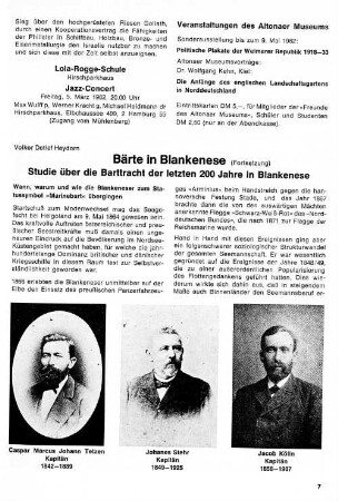 Bärte in Blankenese : Studie über die Bartracht der letzten 200 Jahre in Blankenese (Fortsetzung)