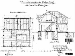 Unterschüpf: Nebengebäude Wasserstationsgebäude Grundriß DG, Schnitt A-B (mit FU)