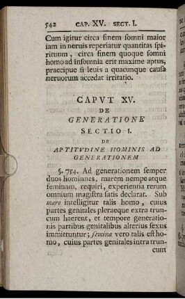 Caput XV. De Generatione