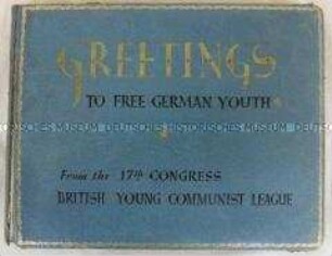 Unterschriftensammlung der britischen Young Communist League zur Unterstützung der FDJ