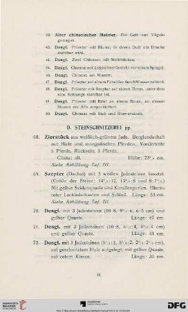 D. Steinschnitzerei pp. (Nr. 68-93)