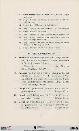D. Steinschnitzerei pp. (Nr. 68-93)
