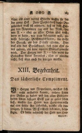 XIII. Begebenheit. Das lächerliche Compliment.