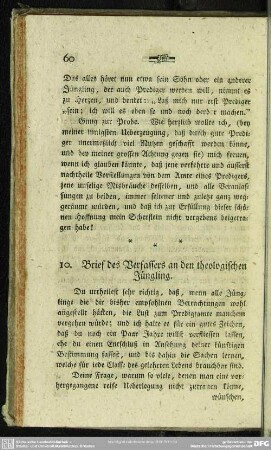 10. Brief des Verfassers an den theologischen Jüngling