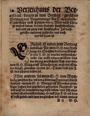 Copia etlicher Vertrege, So der Bischoff von Wirtzburg mit Marggraff Albrechten zu Brandenburg etc. vnd Wilhelmen von Grumbach auffgericht