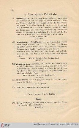 d. Frechener Fabrikate (Nr. 202 - 204)