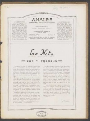 La nota : Paz y trabajo
