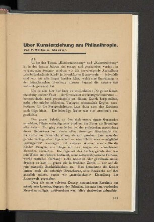 Über Kunsterziehung am Philanthropin.