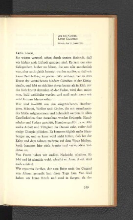 An die Nichte Luise Claudius Lübeck, den 14. Januar 1814