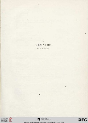 I. Gemälde (Nr. 1-184)