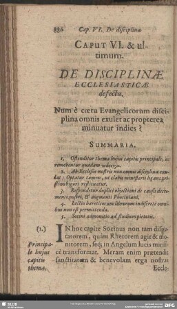 Caput VI. & Ultimum. De Disciplinae Ecclesiasticae defectu
