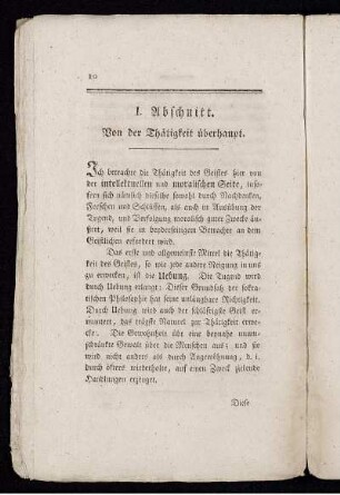I. Abschnitt. Von der Thätigkeit überhaupt.