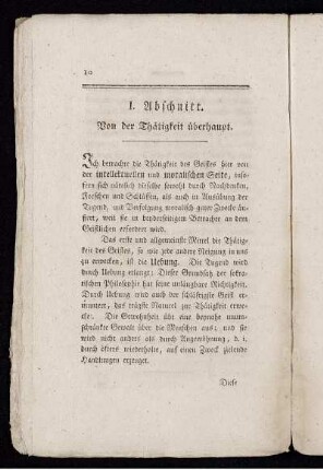 I. Abschnitt. Von der Thätigkeit überhaupt.