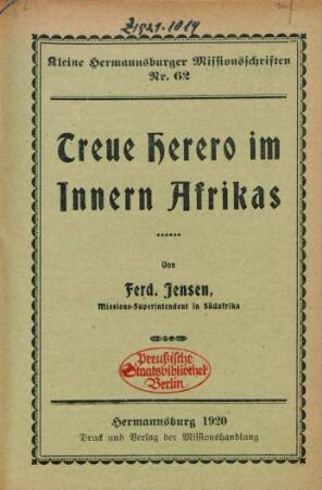 Treue Herero im Innern Afrikas