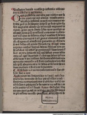 Tractatus pro infirmis visitandis et confessionem eorum audiendis