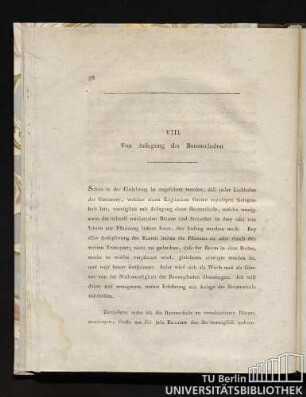 VIII. Von Anlegung der Baumschulen