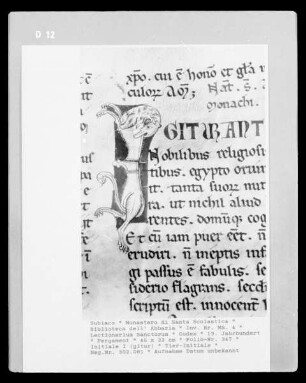 Lectionarium Sanctorum — Initiale I (gitur), Folio 347
