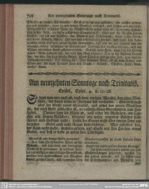 Am neunzehnten Sonntage nach Trinitatis. Epistel, Ephes. 4. v. 22-28