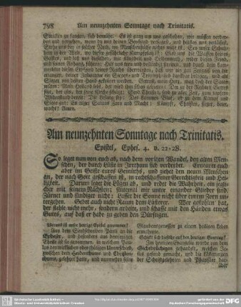Am neunzehnten Sonntage nach Trinitatis. Epistel, Ephes. 4. v. 22-28