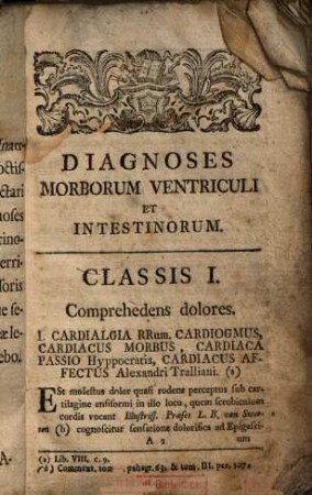 Dissertatio Inauguralis Medica Sistens Diagnoses Morborum Ventriculi Et Intestinorum