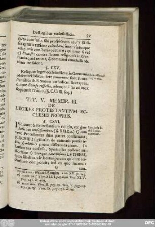 Tit. V. Membr. III. De Legibus Protestantium Ecclesiis Propriis.