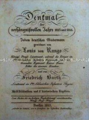 Zeittafel der Ereignisse der Befreiungskriege 1813/14