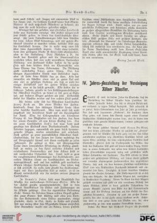 10: IV. Jahres-Ausstellung der Vereinigung Kölner Künstler