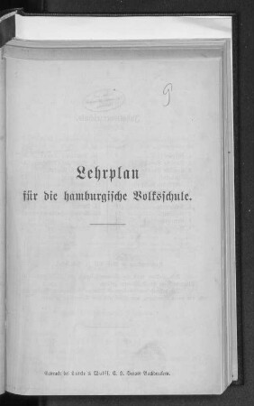 Lehrplan für die hamburgische Volksschule