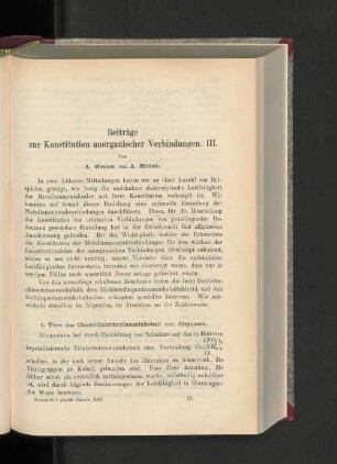 Beiträge zur Konstitution anorganischer Verbindungen. III.
