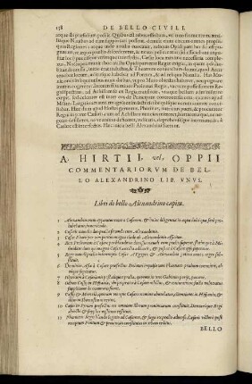 A. Hircii de bello Alexandrino lib. I.