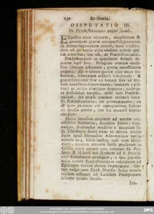 Disputatio III. De Praedestinatianis quinti saeculi.