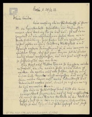 Brief von Carl Schönebeck an Wilhelm Schwaner