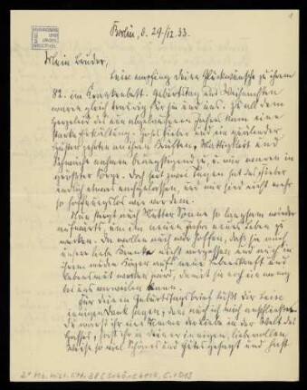 Brief von Carl Schönebeck an Wilhelm Schwaner