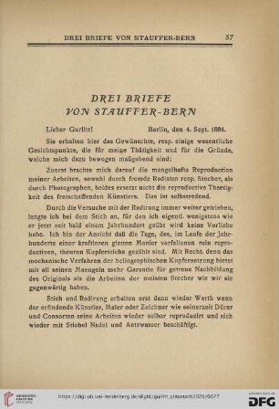 Drei Briefe von Stauffer-Bern