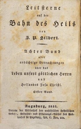 Andächtige Betrachtungen über das Leben unsers göttlichen Herrn und Heilandes Jesu Christi, 1