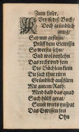 Zum Leser.