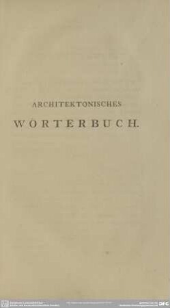 Architektonisches Wörterbuch